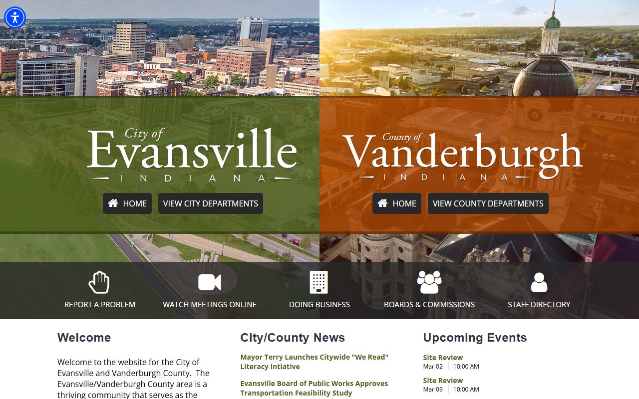 Evansville white pages city government website