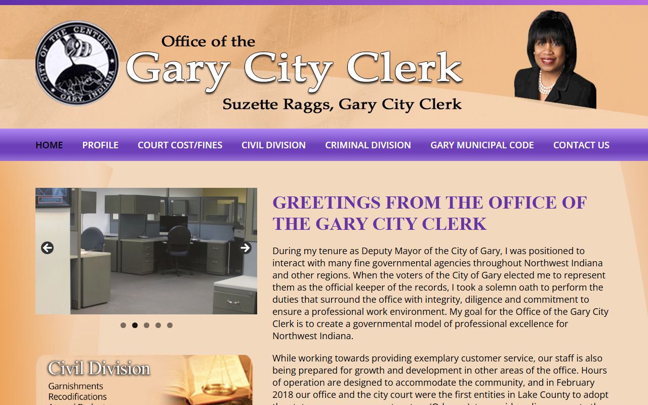 Gary white pages City Clerk office page