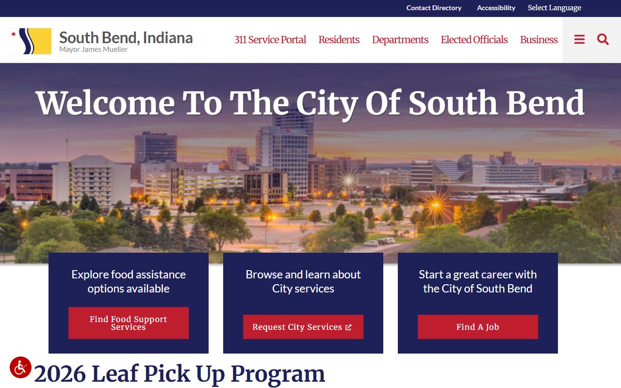 South Bend white pages city government website