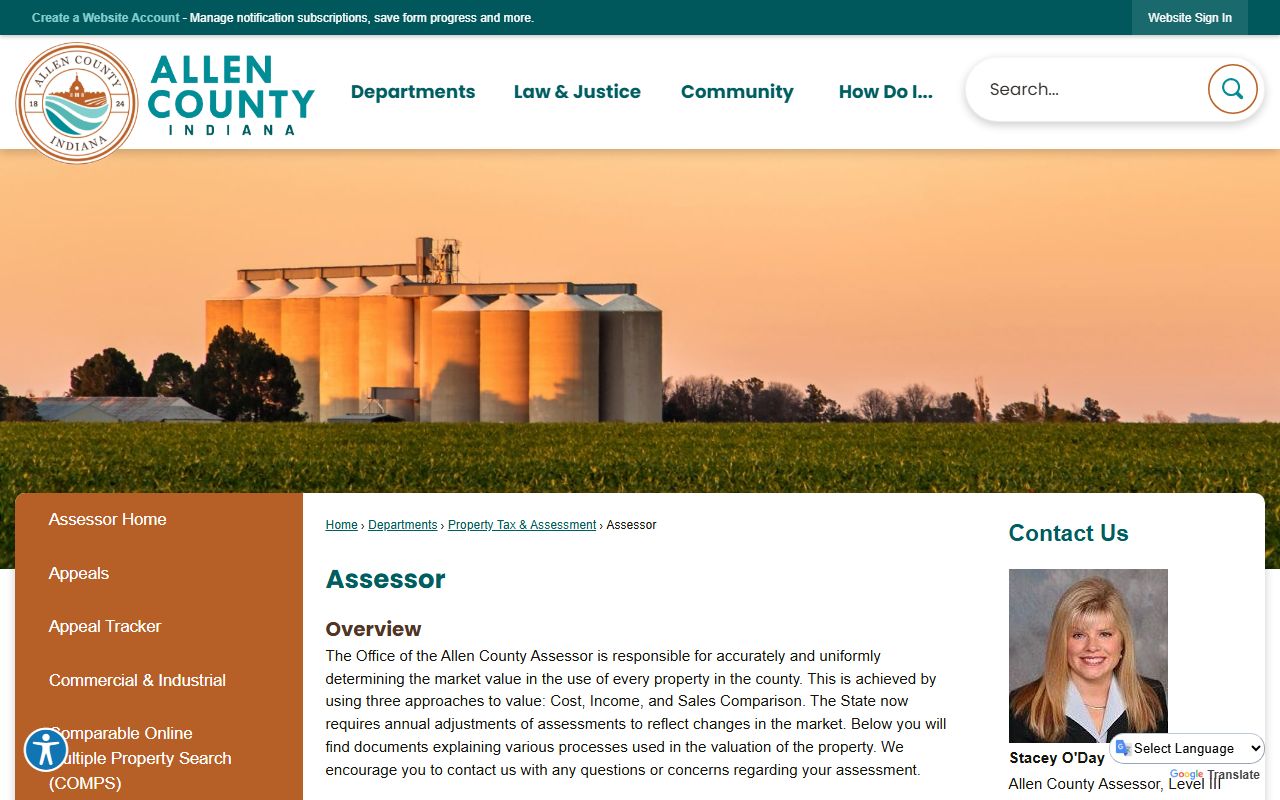 Allen County white pages assessor office page