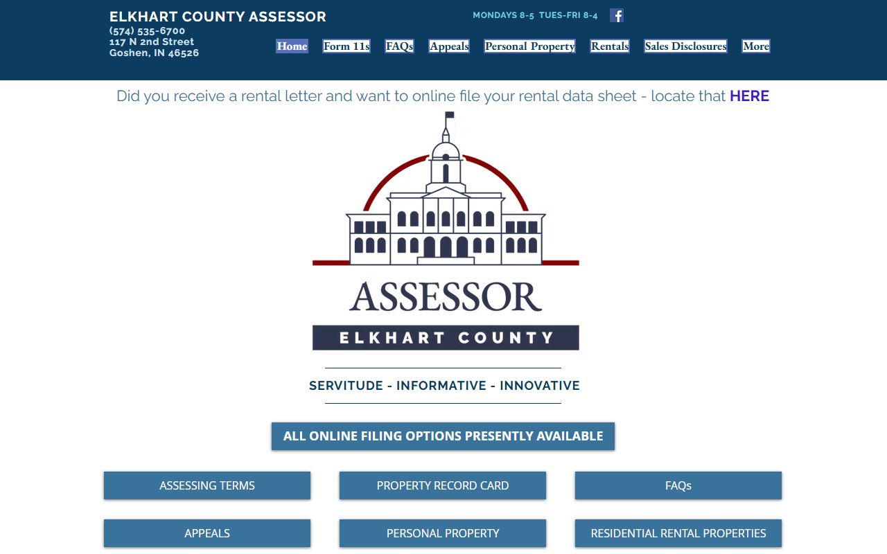 Elkhart County white pages assessor website for property records