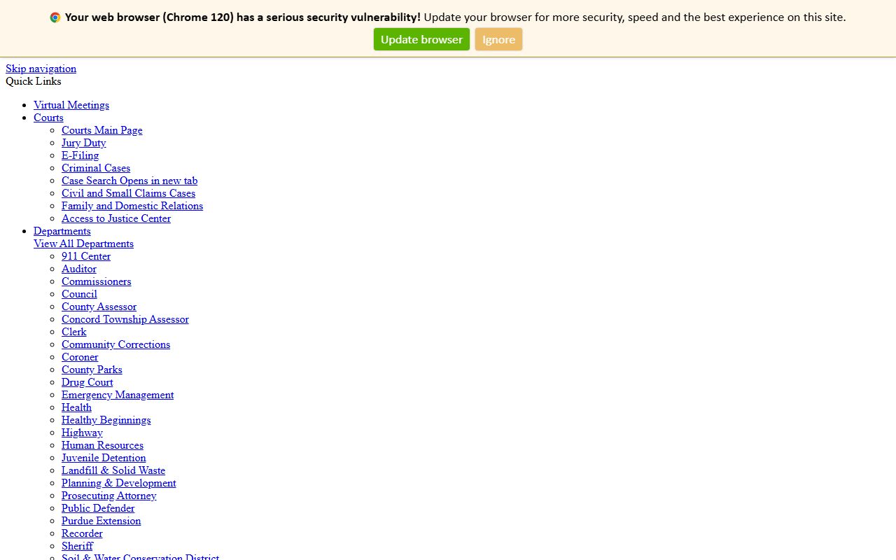 Elkhart County white pages government website homepage
