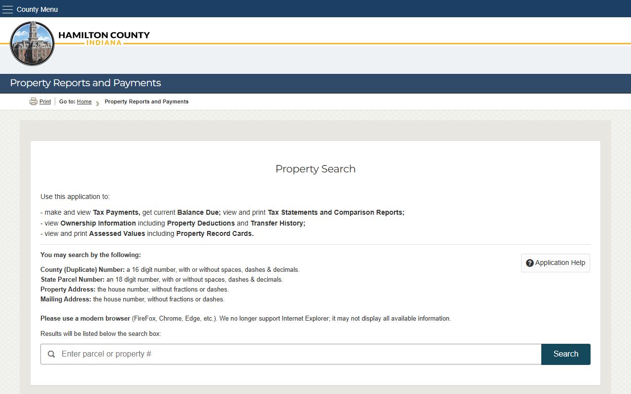 Hamilton County white pages property reports search tool