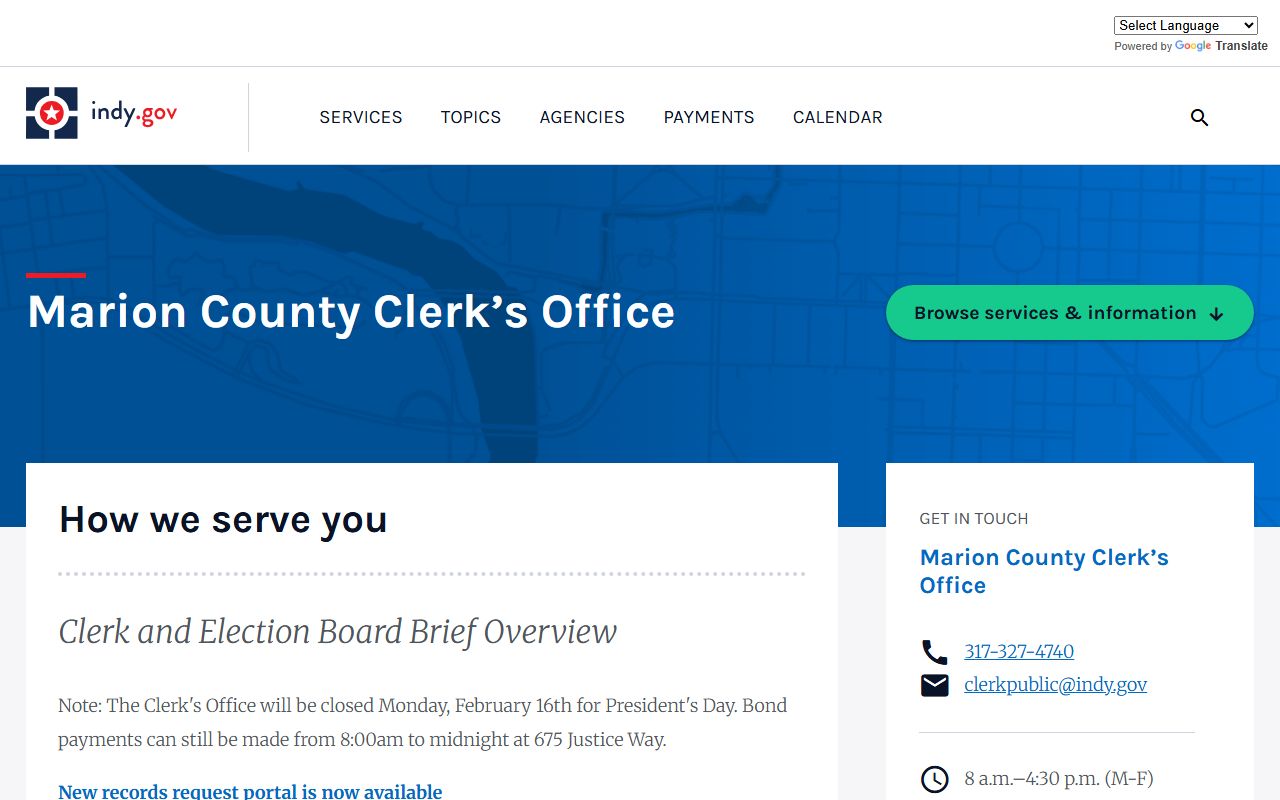 Marion County Clerk office white pages records and services