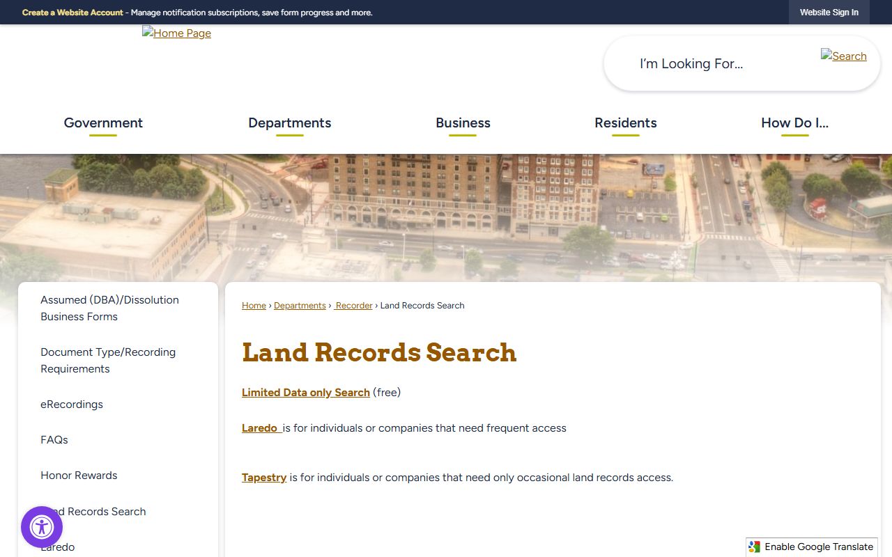 St. Joseph County white pages land records search tool