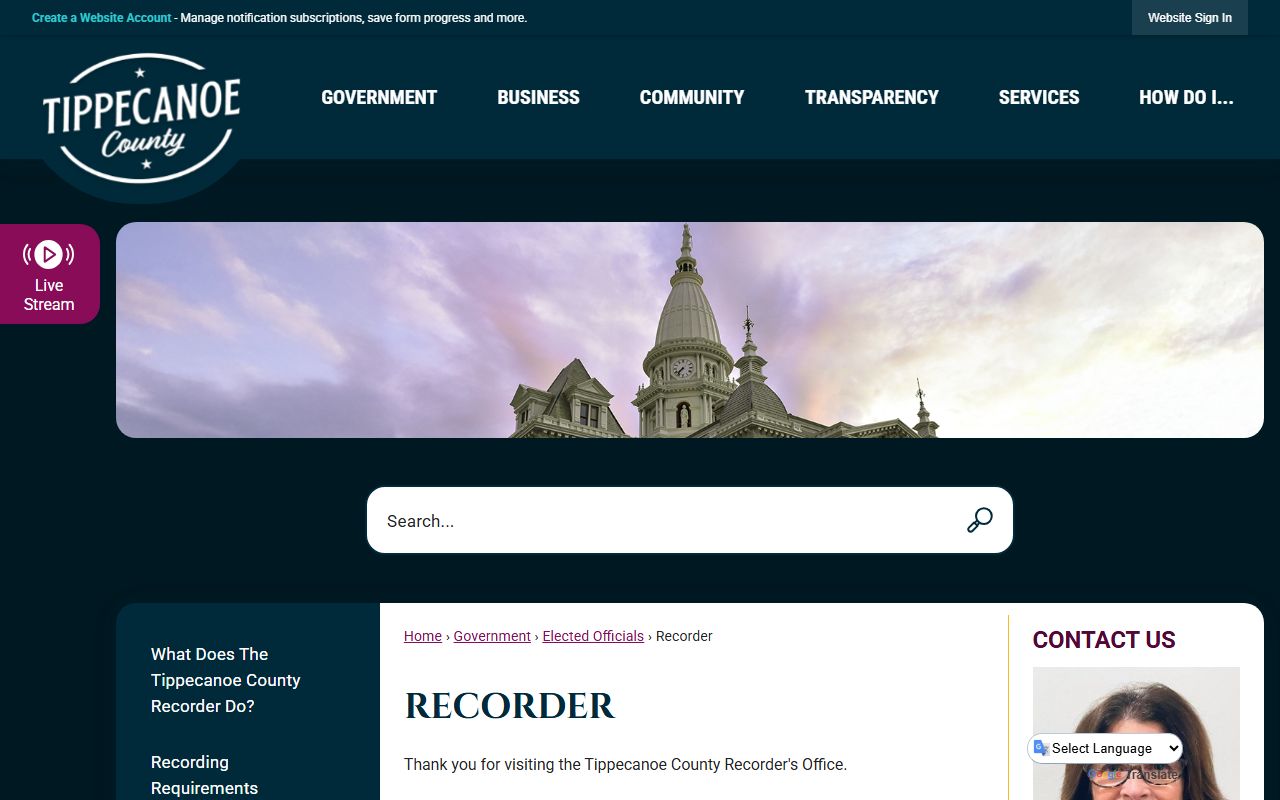 West Lafayette white pages Tippecanoe County Recorder office