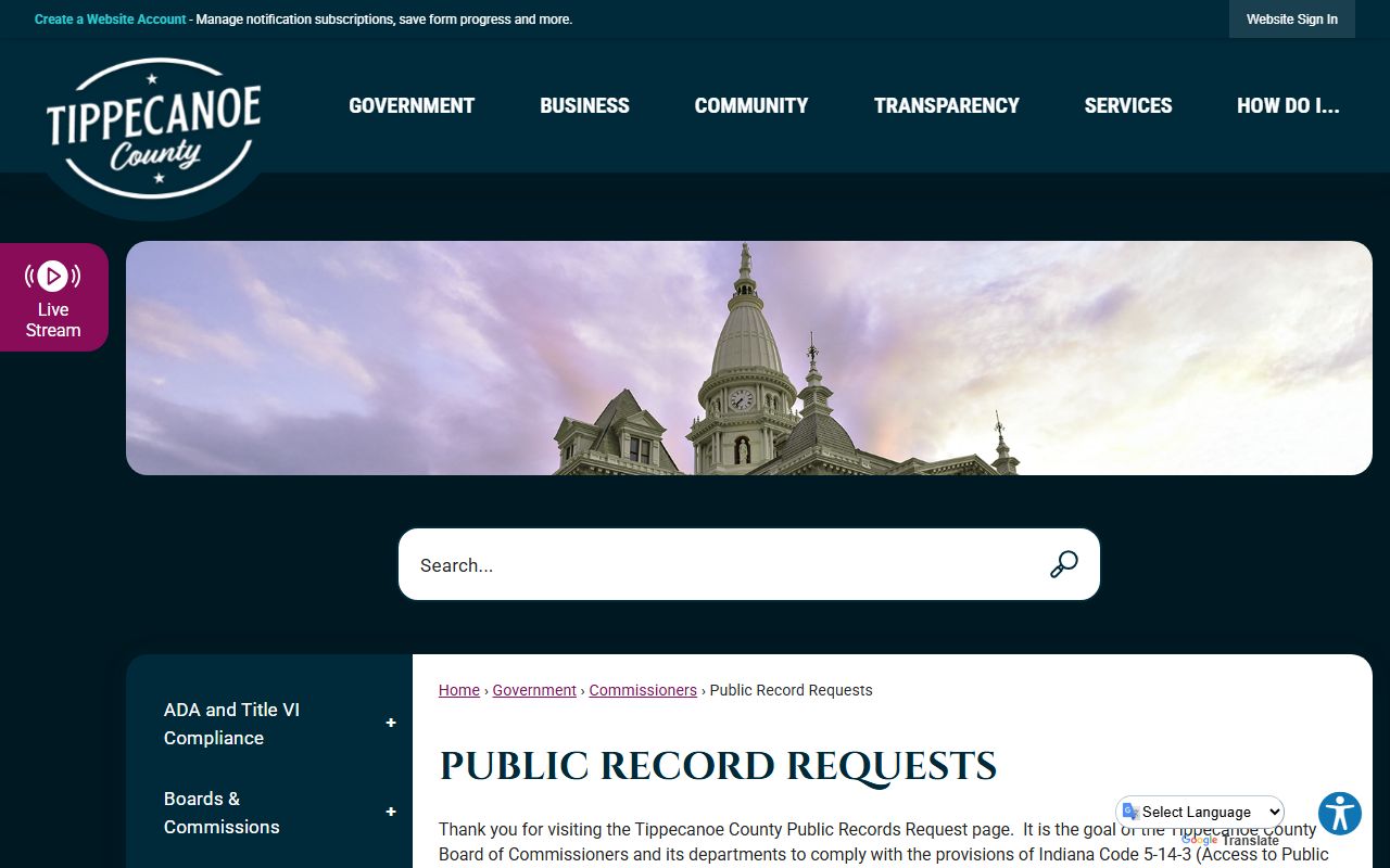 Tippecanoe County white pages public record requests portal