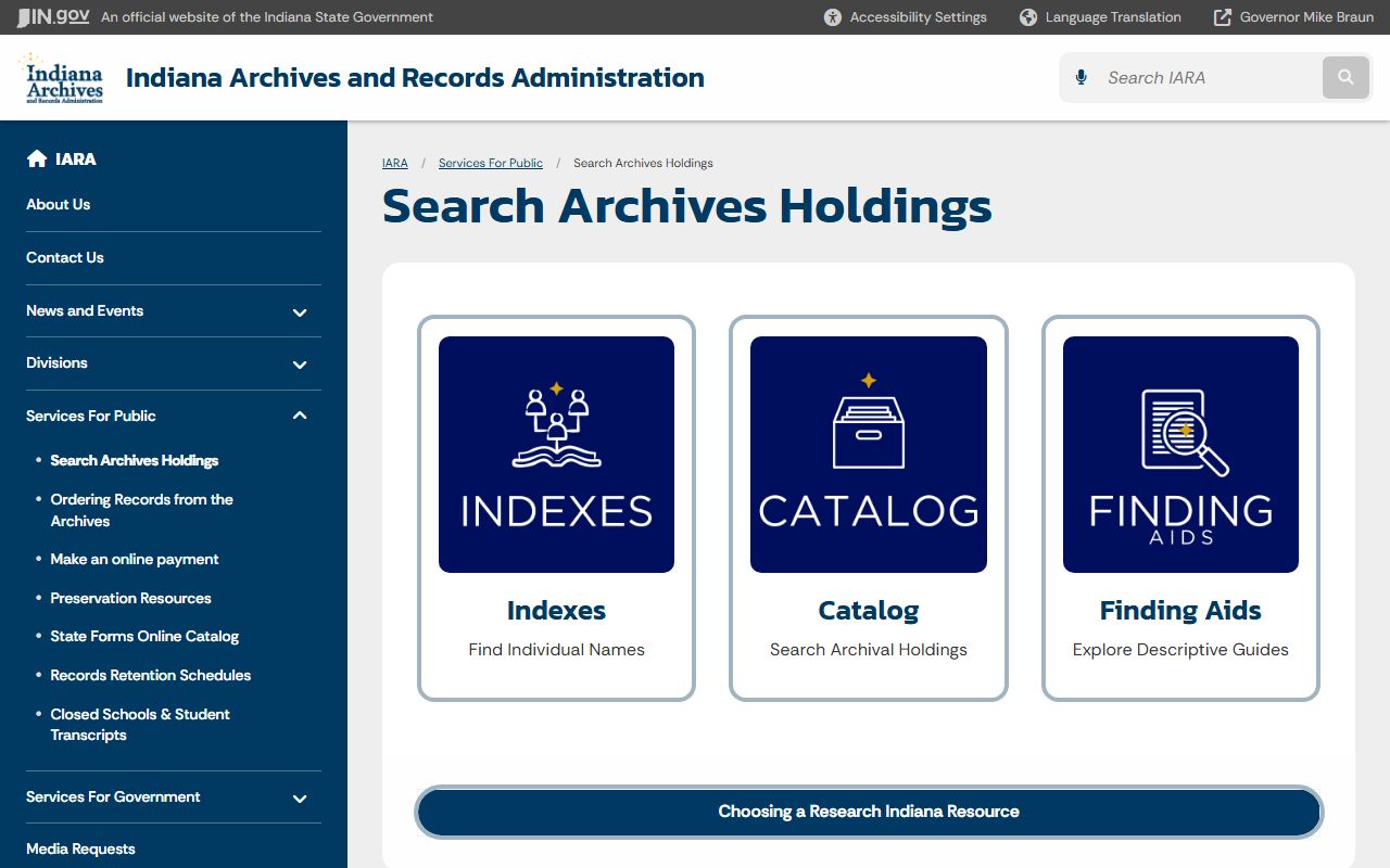 Indiana white pages state archives search holdings